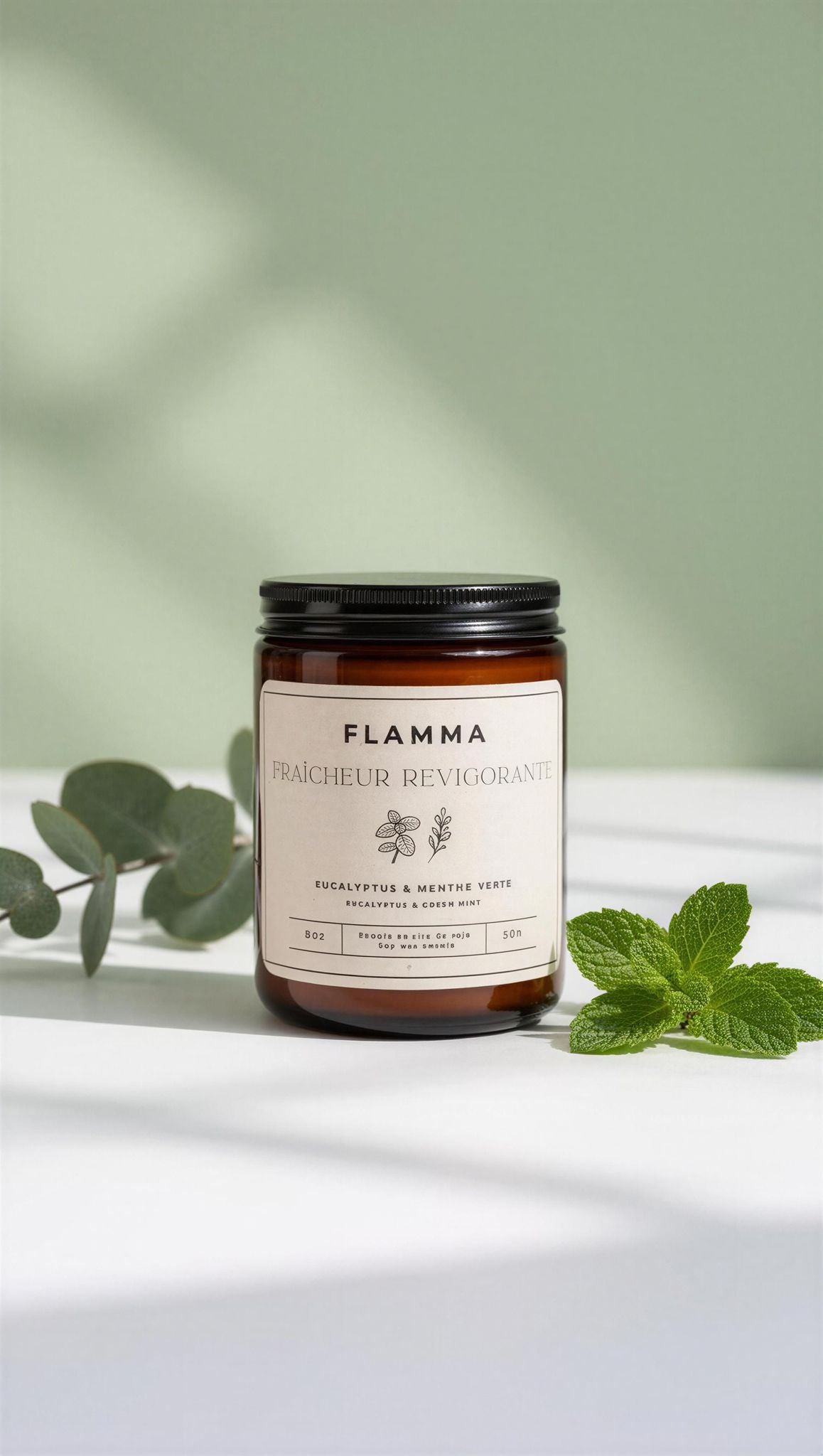 Bougie parfumée eucalyptus et menthe verte Fraîcheur Revigorante – FLAMMA