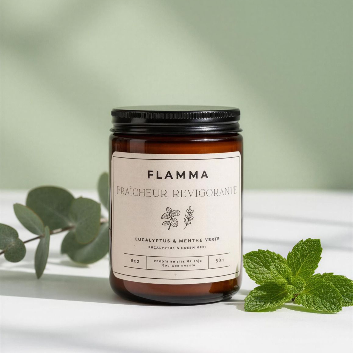 Bougie parfumée eucalyptus et menthe verte Fraîcheur Revigorante – FLAMMA