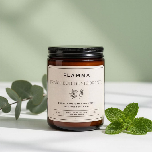 Bougie parfumée eucalyptus et menthe verte Fraîcheur Revigorante – FLAMMA
