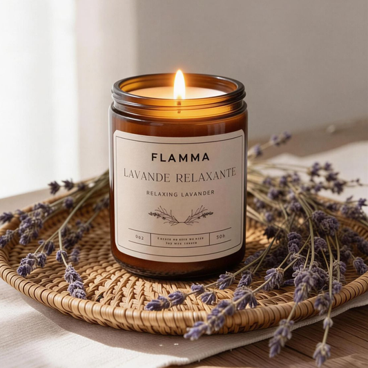 Bougie artisanale à la lavande en cire de soja naturelle – FLAMMA Montréal