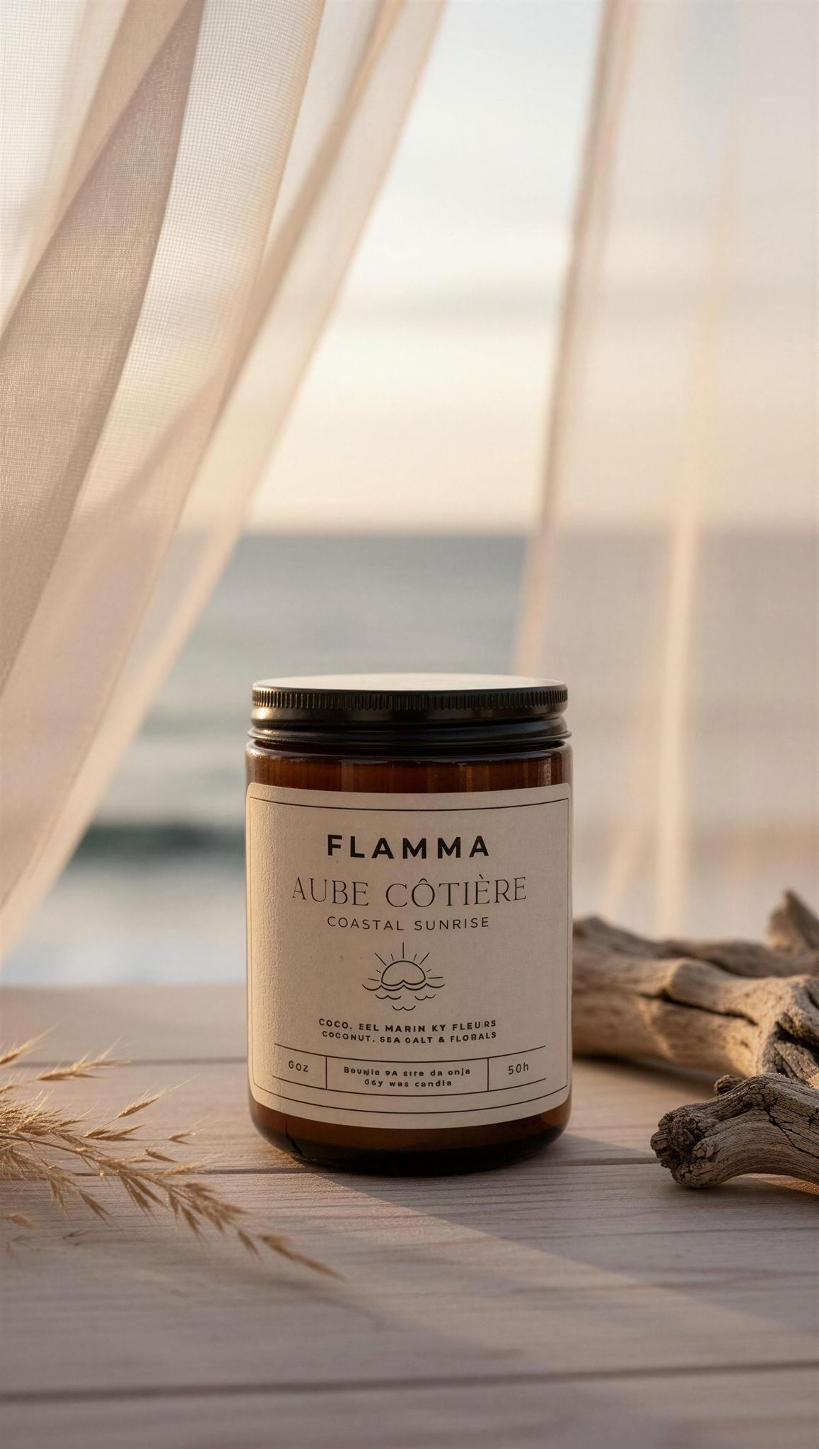 Bougie parfumée Aube Côtière en cire de soja – FLAMMA