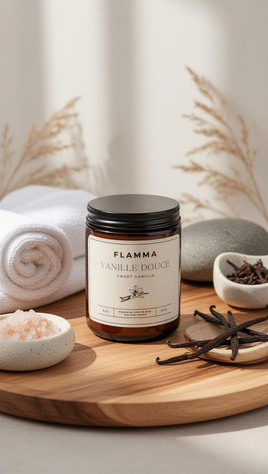 Bougie parfumée Vanille Douce aux notes chaleureuses – FLAMMA