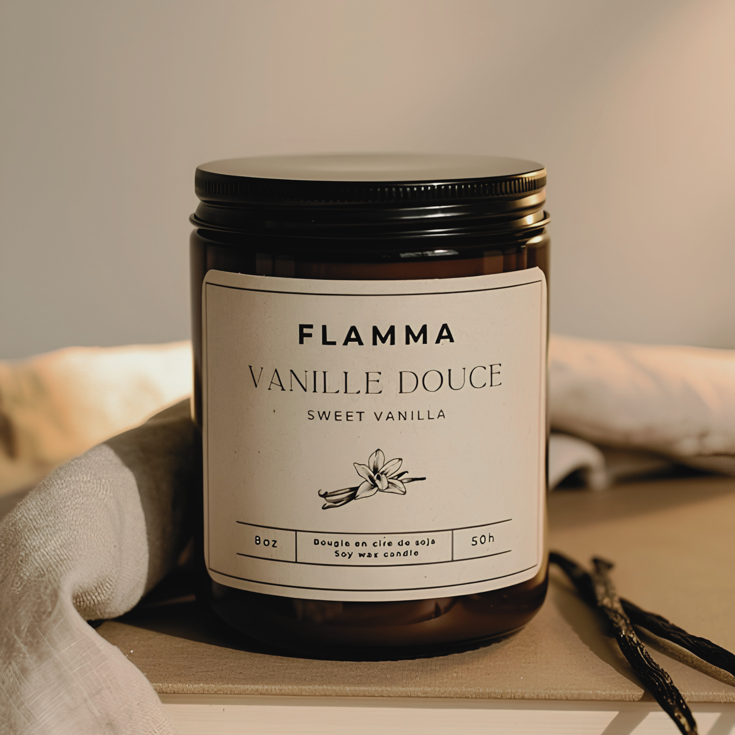 Bougie parfumée Vanille Douce aux notes chaleureuses – FLAMMA