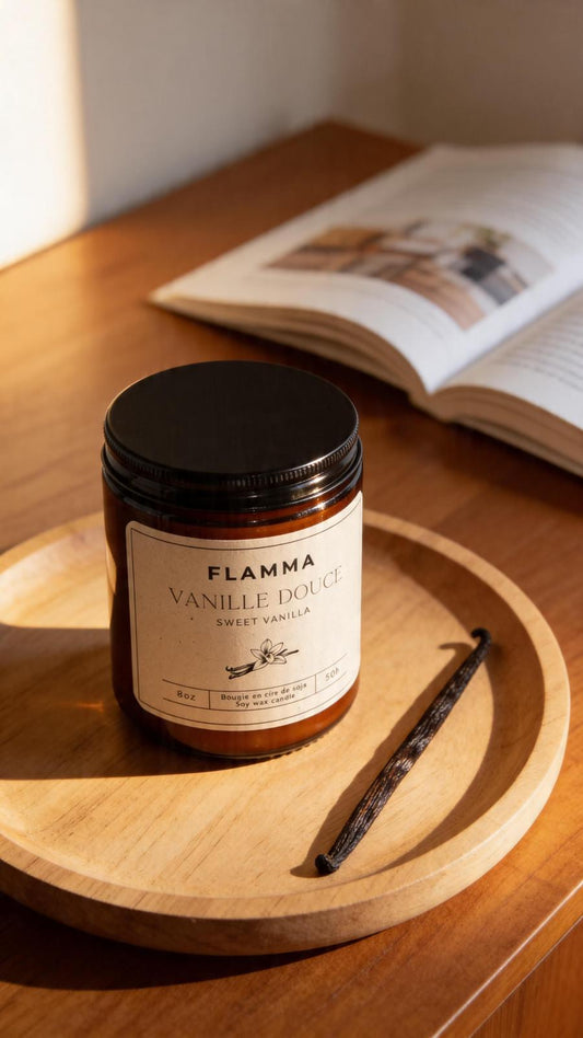 Bougie parfumée Vanille Douce en cire de soja – FLAMMA
